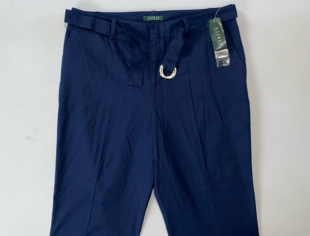 Ralph Lauren Vintage LRL Belted Wide-Leg 100% Cotton Canvas Chino Pants. 16W NWT